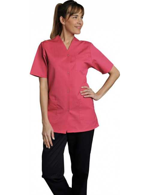 Blouse de travail Femme couleur Col V Viviane, SNV (VIVMCP00), couleur rose vue modèle