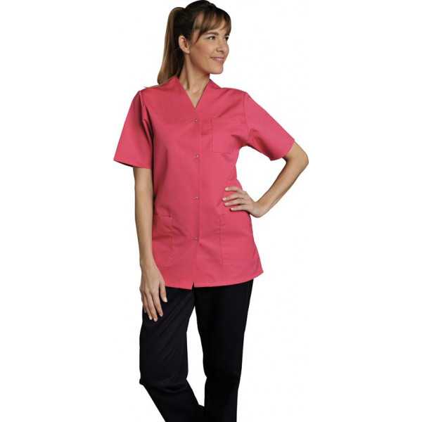 Blouse de travail Femme couleur Col V Viviane, SNV (VIVMCP00), couleur rose vue modèle