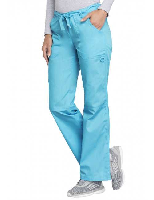 Pantalon médical Femme cordon et élastique, Cherokee Workwear Originals (4020), couleur turquoise vue coté droit