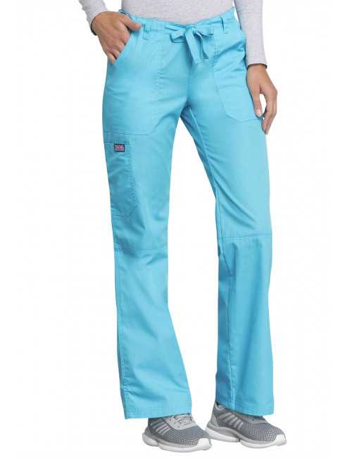 Pantalon médical Femme cordon et élastique, Cherokee Workwear Originals (4020), couleur turquoise vue coté gauche