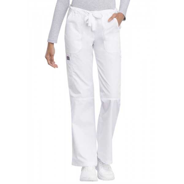Pantalon médical Femme cordon et élastique, Cherokee Workwear Originals (4020), couleur blanc vue coté face