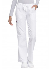 Pantalon médical Femme cordon et élastique, Cherokee Workwear Originals (4020), couleur blanc vue coté face