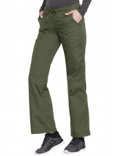 Pantalon médical Femme cordon et élastique, Cherokee Workwear Originals (4020), couleur olive vue coté gauche