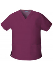 Blouse médicale Col V Homme, Dickies, 2 poches, Collection "EDS signature" (86706), couleur bordeaux, vue produit