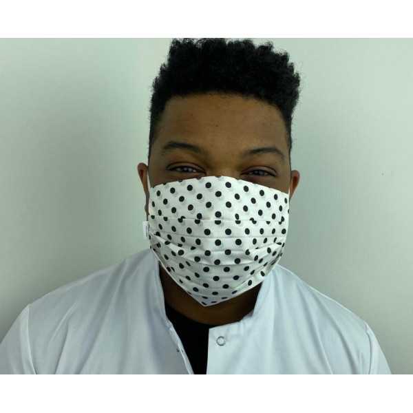 Lot 10 - Masque chirurgical de protection Unisexe motifs pois (MASQ-POIS) vue homme face