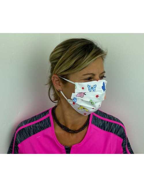 Lot 10 - Masque chirurgical de protection Unisexe motifs papillon (MASQ-PAPILLON) vue femme 3