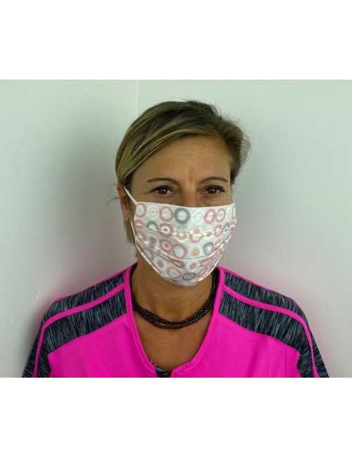 Lot 10 - Masque chirurgical de protection Unisexe motifs rond rose (MASQ-RONDROSE) vue produit