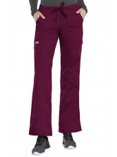 Pantalon médical Femme cordon et élastique, Cherokee Workwear Originals (4020) couleur bordeaux vue face