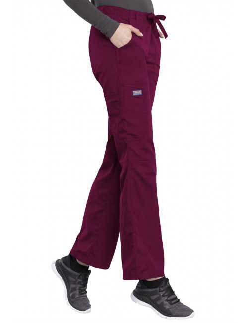 Pantalon médical Femme cordon et élastique, Cherokee Workwear Originals (4020) couleur bordeaux vue gauche