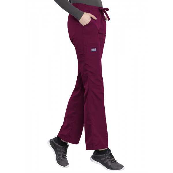 Pantalon médical Femme cordon et élastique, Cherokee Workwear Originals (4020) couleur bordeaux vue gauche