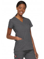 Blouse médicale Cache Coeur Femme, Dickies, collection "EDS signature" (85820) couleur gris anthracite vue coté