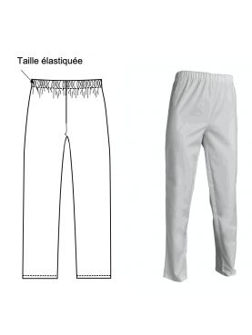Pantalon médical blanc Poly/Coton Unisexe, CMT (PANT01-CMT)