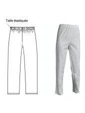 Pantalon médical blanc Unisexe, Lavage 60 degrés (CH11) vue schéma