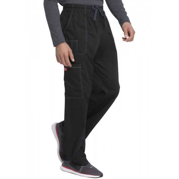 Pantalon Médical élastique et cordon Homme, Dickies, Collection "GenFlex" (81003) noir droite