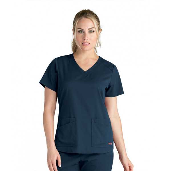 Blouse médicale femme, collection "Grey's Anatomy Stretch" (GRST011-) gris anthracite vue face