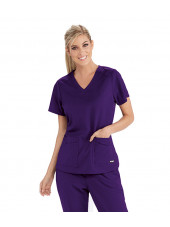 Blouse médicale femme, collection "Grey's Anatomy Stretch" (GRST011-) aubergine face