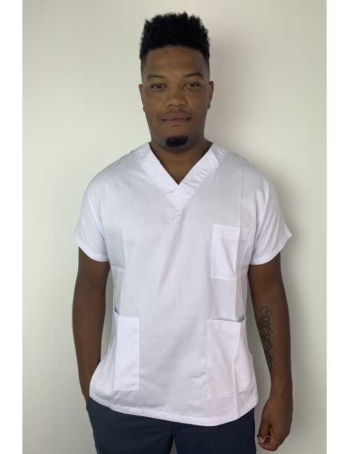 White Unisex medical gown, 2 or 3 pockets, Wash 60 degrees (CH12)