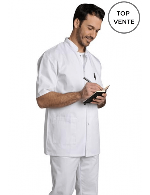 Blouse médicale Homme blanche manches courtes Poly/Coton Denis, SNV (DENCP00000)