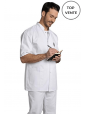 Blouse médicale Homme blanche manches courtes Poly/Coton Denis, SNV (DENCP00000)