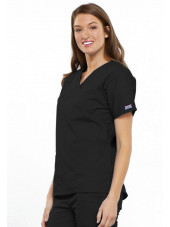 Blouse médicale Femme, 2 poches, Cherokee Workwear Originals (4700) noir gauche