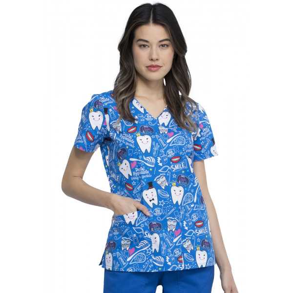 Blouse médicale imprimée Femme "Dentiste", Cherokee (CK614)