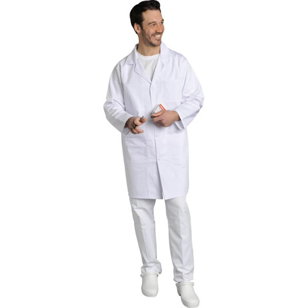 Blouse médicale Homme blanche manches longues Poly/Coton Xavier, SNV (XAVLP00300) vue modele