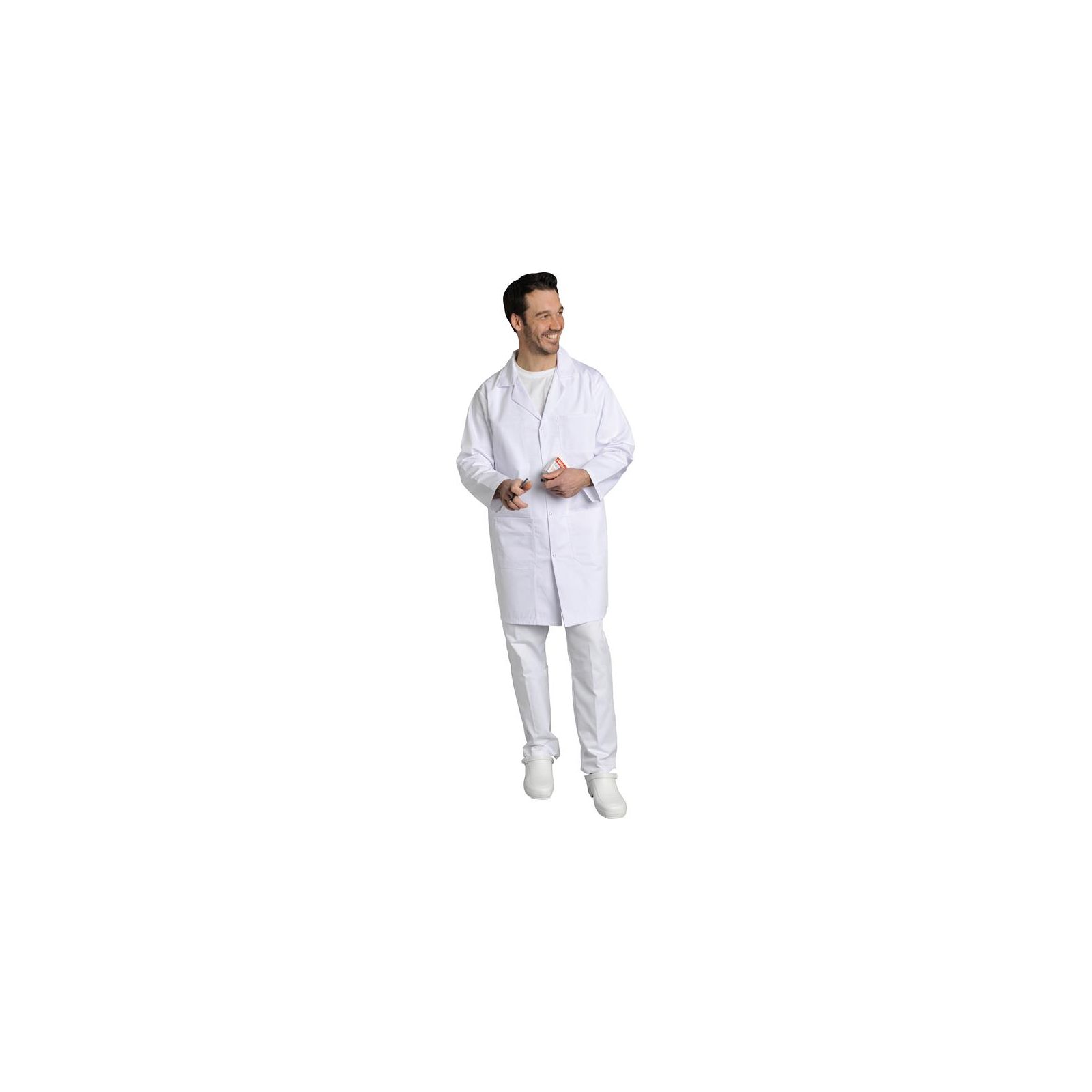 Blouse médicale Homme blanche manches longues Poly/Coton Xavier, SNV (XAVLP00300) vue modele
