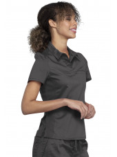 Blouse médicale Femme Col polo, Cherokee, Collection "Revolution" (WW698) couleur gris anthracite vue gauche