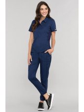 Blouse médicale Femme Col polo, Cherokee, Collection "Revolution" (WW698) couleur bleu marine vue ensemble
