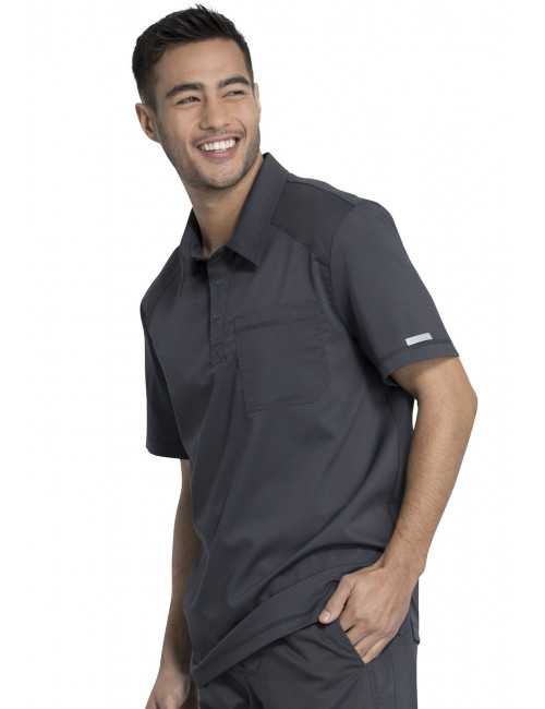 Blouse médicale Homme Col polo, Cherokee, Collection "Revolution" (WW615) gris anthracite face