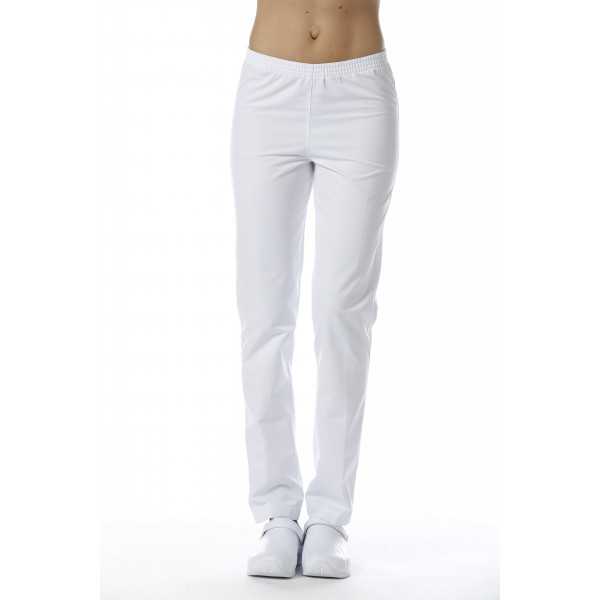 Pantalon Médical Blanc, Unisexe, Taille élastique, Camille Lavandie (078WHW) vue femme