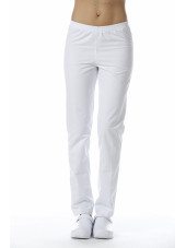 Pantalon Médical Blanc, Unisexe, Taille élastique, Camille Lavandie (078WHW) vue femme