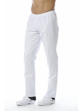 Pantalon Médical Blanc, Unisexe, Taille élastique, Camille Lavandie (078WHW) vue homme incliné