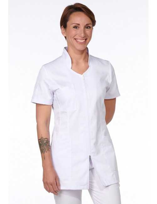 Blouse Médicale Blanche, Femme, Fermeture éclair, Camille Lavandie (2617WHW) modèle cheveux courts 2
