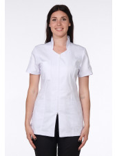 Blouse Médicale Blanche, Femme, Fermeture éclair, Camille Lavandie (2617WHW) modèle cheveux longs 7