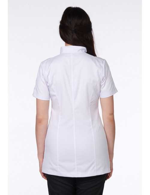 Blouse Médicale Blanche, Femme, Fermeture éclair, Camille Lavandie (2617WHW) modèle cheveux longs 8