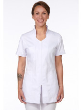 Blouse Médicale Blanche, Femme, Fermeture éclair, Camille Lavandie (2617WHW) modèle cheveux courts 4