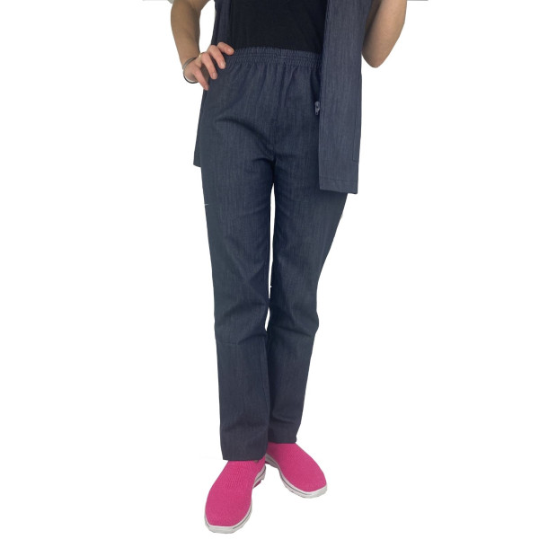 Pantalon Médical Denim, Unisexe, Taille élastique, Camille Lavandie (078DNM)