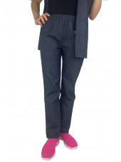 Pantalon Médical Denim, Unisexe, Taille élastique, Camille Lavandie (078DNM)