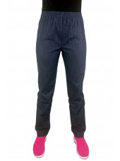 Pantalon Médical Denim, Unisexe, Taille élastique, Camille Lavandie (078DNM) vue face sans blouse