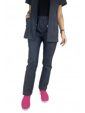 Pantalon Médical Denim, Unisexe, Taille élastique, Camille Lavandie (078DNM)