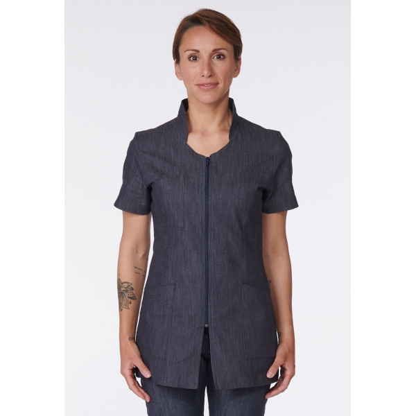 Blouse Médicale Denim, Femme, Fermeture éclair, Camille Lavandie (2617DNM) vue face
