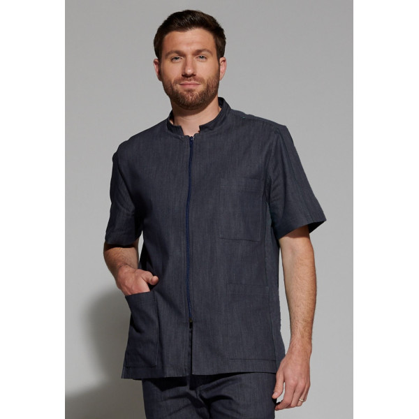 Blouse Médicale Denim, Homme, Fermeture éclair, Camille Lavandie (2622DNM)