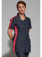 Blouse Médicale Denim Bicolore, Femme, Fermeture éclair, Camille Lavandie (2617DNR)