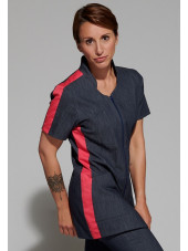 Blouse Médicale Denim Bicolore, Femme, Fermeture éclair, Camille Lavandie (2617DNR)