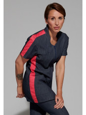 Blouse Médicale Denim Bicolore, Femme, Fermeture éclair, Camille Lavandie (2617DNR)