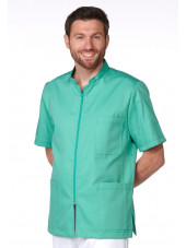 Blouse Médicale Vert d'eau, Homme, Fermeture éclair, Camille Lavandie (2622AQU) vue inclinée