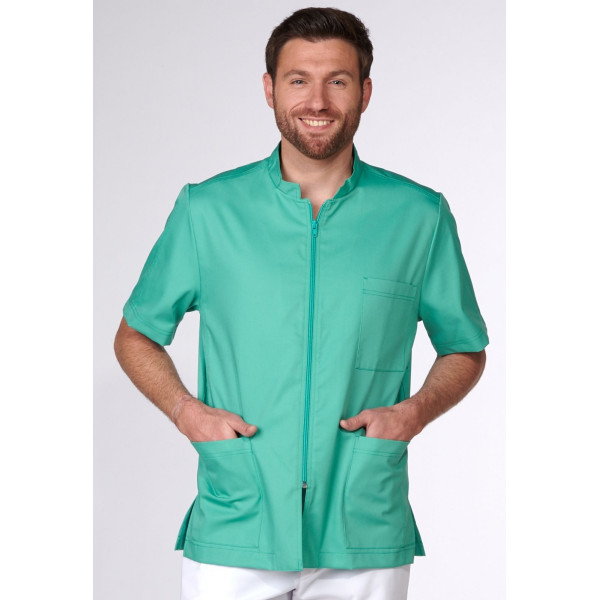 Blouse Médicale Vert d'eau, Homme, Fermeture éclair, Camille Lavandie (2622AQU)