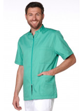 Blouse Médicale Vert d'eau, Homme, Fermeture éclair, Camille Lavandie (2622AQU) vue poche