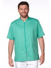 Blouse Médicale Vert d'eau, Homme, Fermeture éclair, Camille Lavandie (2622AQU) vue face